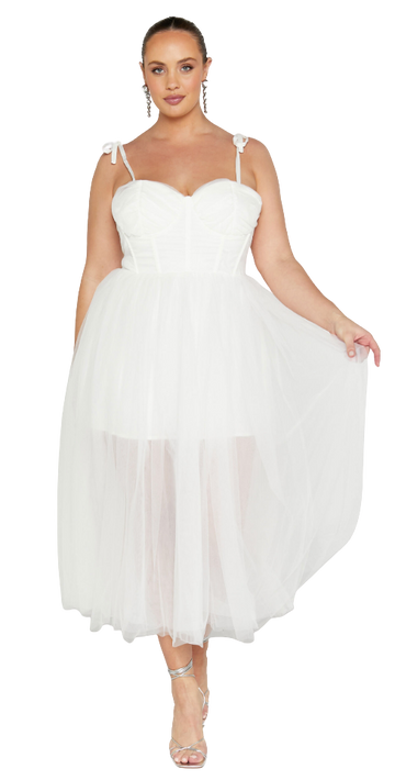 Aisha Midi Dress - White - Style Theory