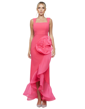 Alexis Ruffle Fishtail Hi Lo Gown - Fuchsia - Style Theory