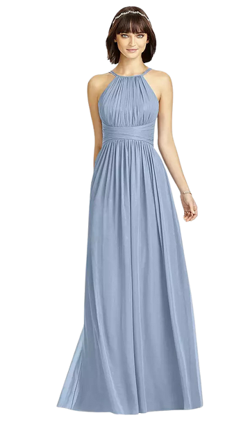 Halter Neck Chiffon Dress - Cloudy
