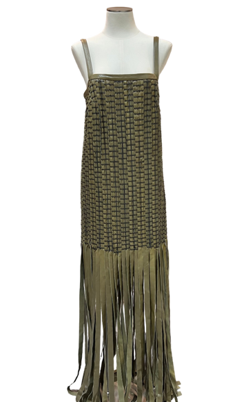 Doris Leather Dress - Khaki - Style Theory