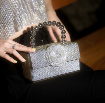 Evening Rose Clutch - Silver