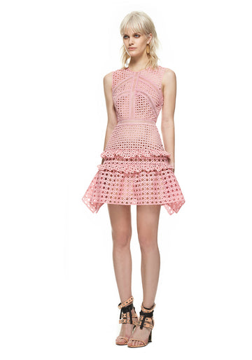 crosshatch frill mini dress