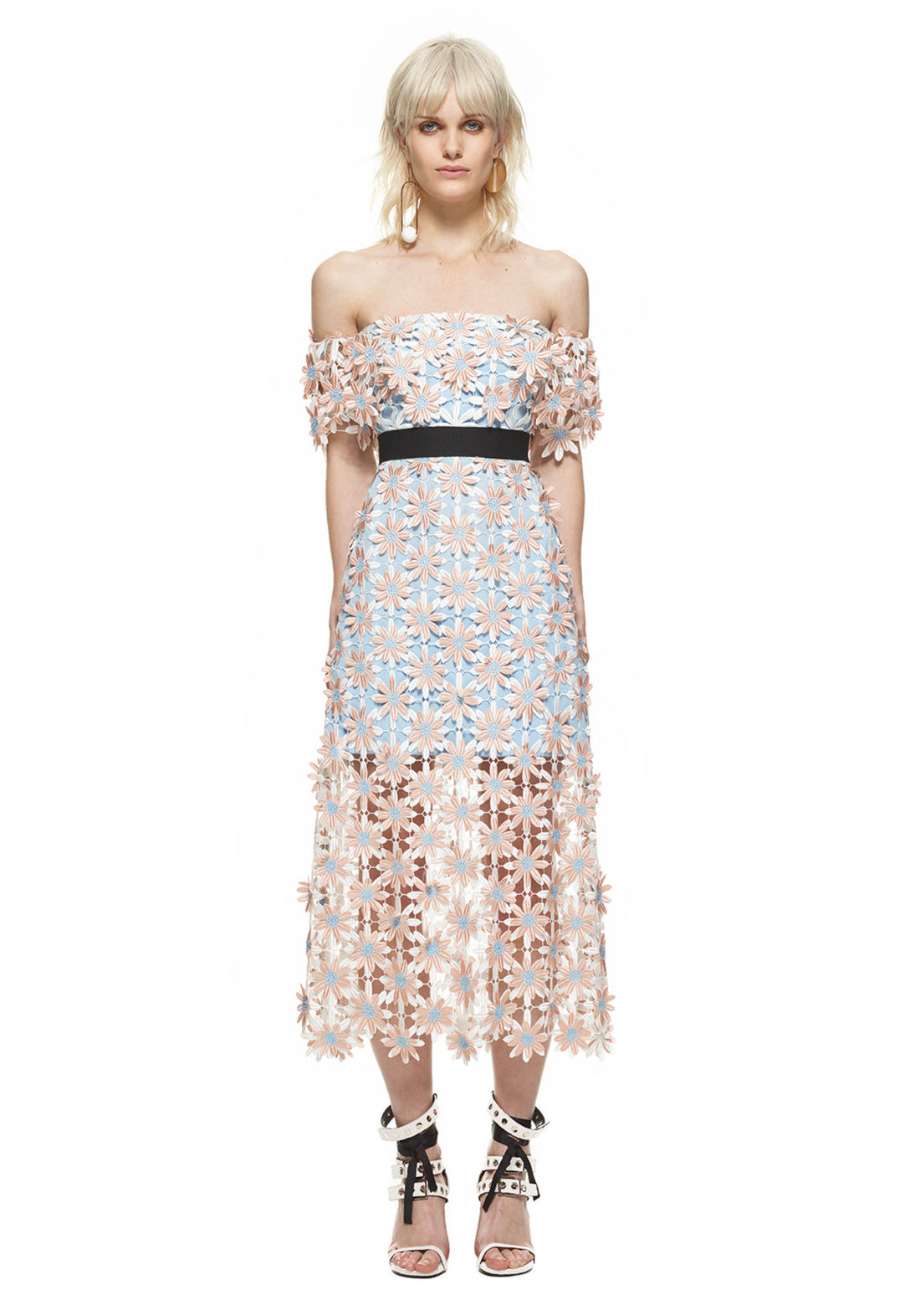 3D Floral Midi Dress - Front