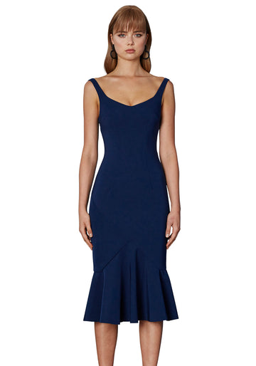 V FLARE MIDI DRESS