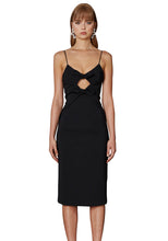 Load image into Gallery viewer, DOUBLE BOW SHIFT MIDI DRESS | Black