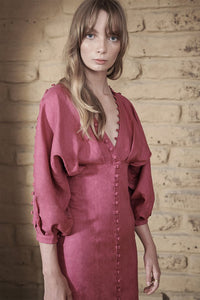 Isabella Linen Ramie Dress in Pink - Style Theory