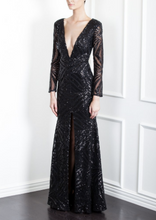 Load image into Gallery viewer, Sequin Deco Plunge Gown
