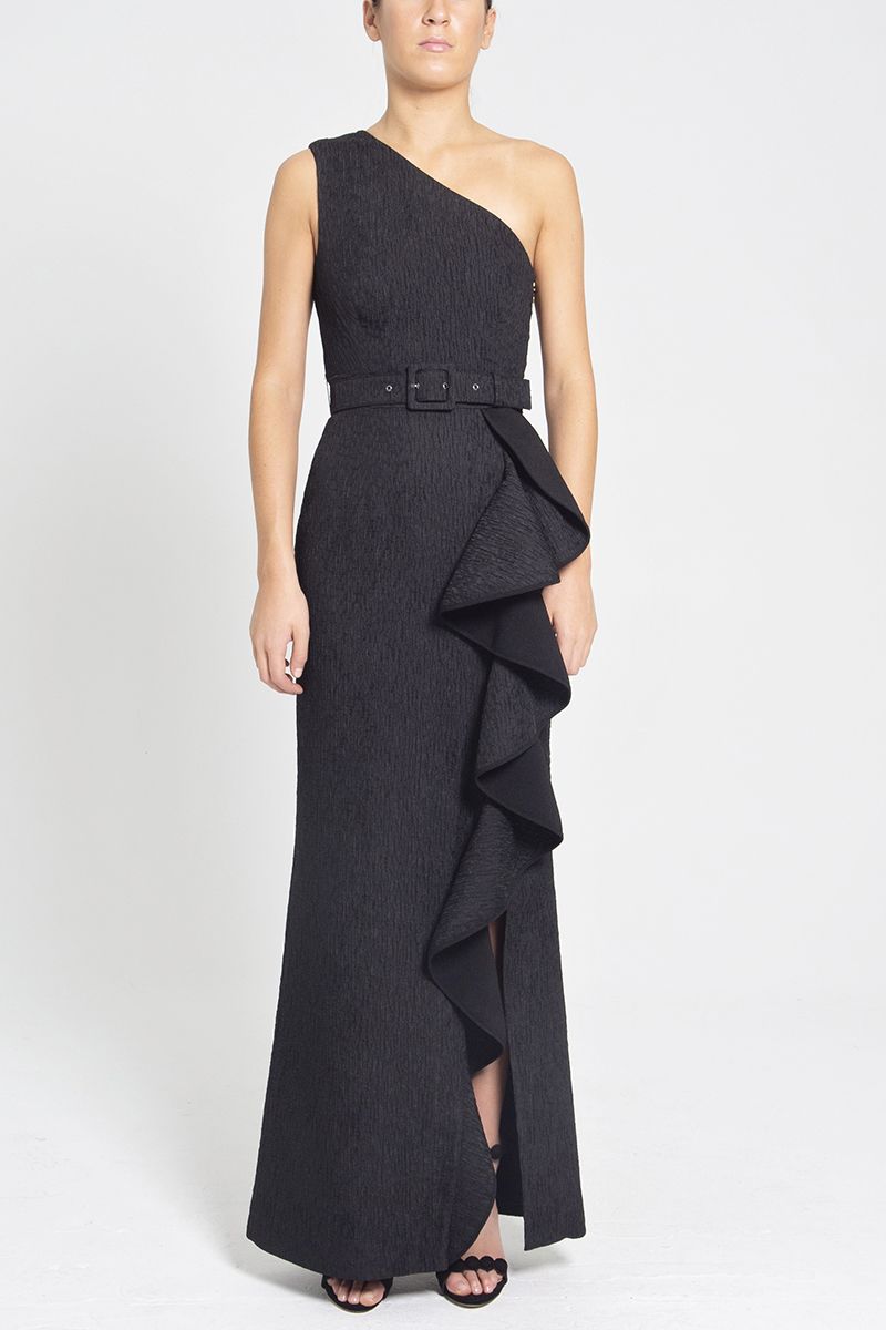 Black tiered gown clearance