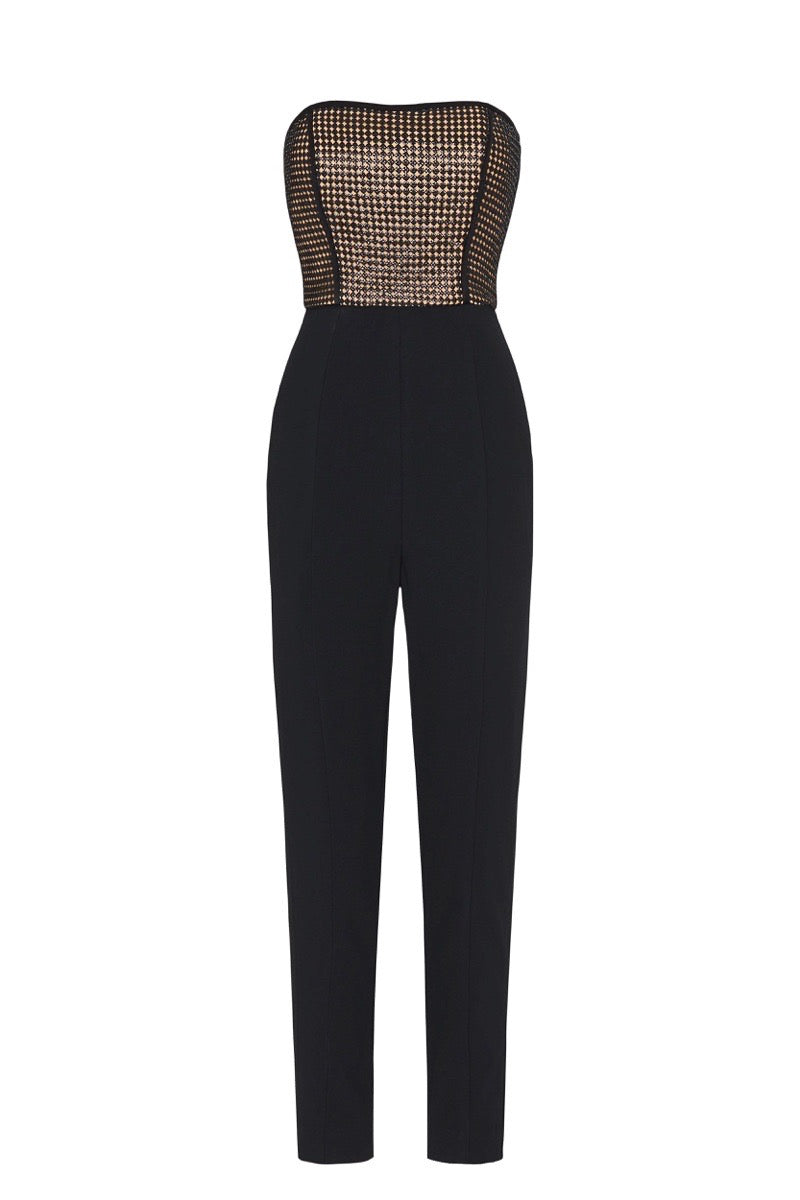 ZIENNA SEQUIN TAPERED LEG PANTSUIT