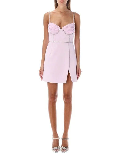 Pink chiffon mini sales dress