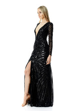 Load image into Gallery viewer, Sequin Deco Plunge Gown