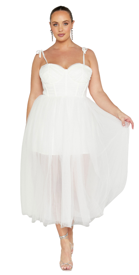 Aisha Midi Dress - White - Style Theory
