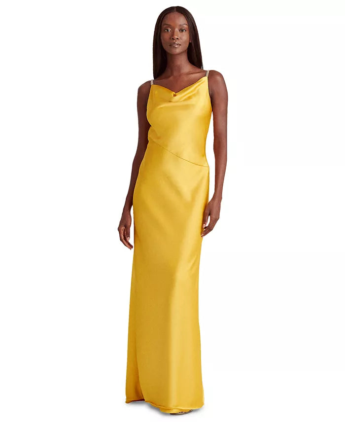 Sheath Sleeveless Long Gown - Yellow - Style Theory