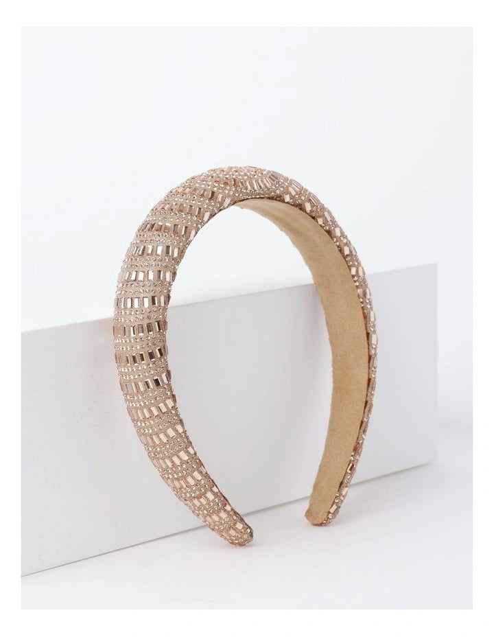 Padded Diamante Headband - Pink - Style Theory