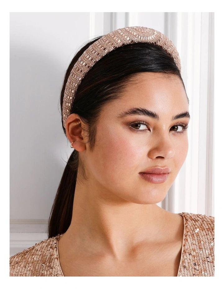 Padded Diamante Headband - Pink - Style Theory