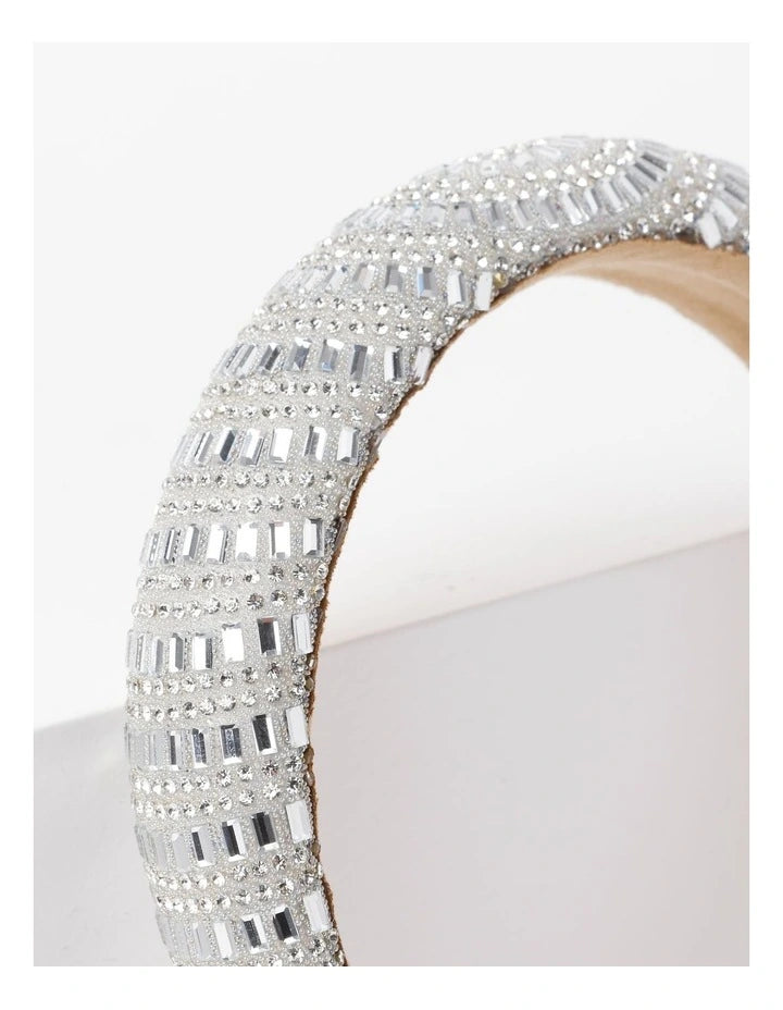 Padded Diamante Headband - Silver - Style Theory