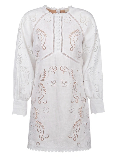 Floral Embroidered Hemp Mini Dress - Style Theory