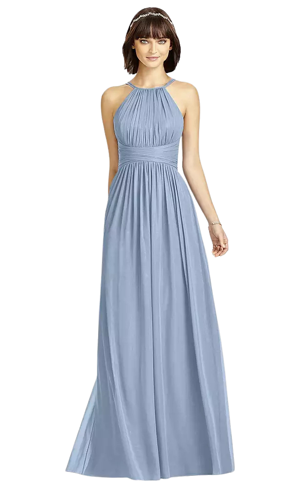 Halter Neck Chiffon Dress - Cloudy