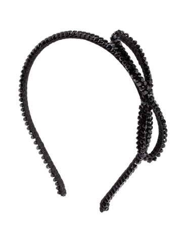 Diamante Bow Headband - Black - Style Theory