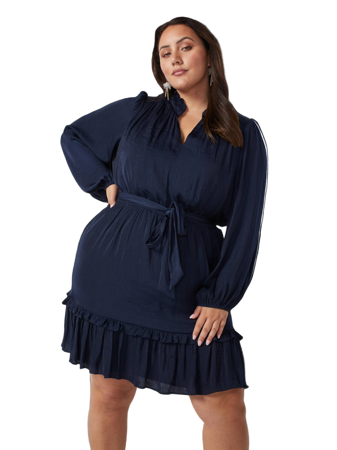 Tash Long Sleeve Mini Dress - Navy - Style Theory