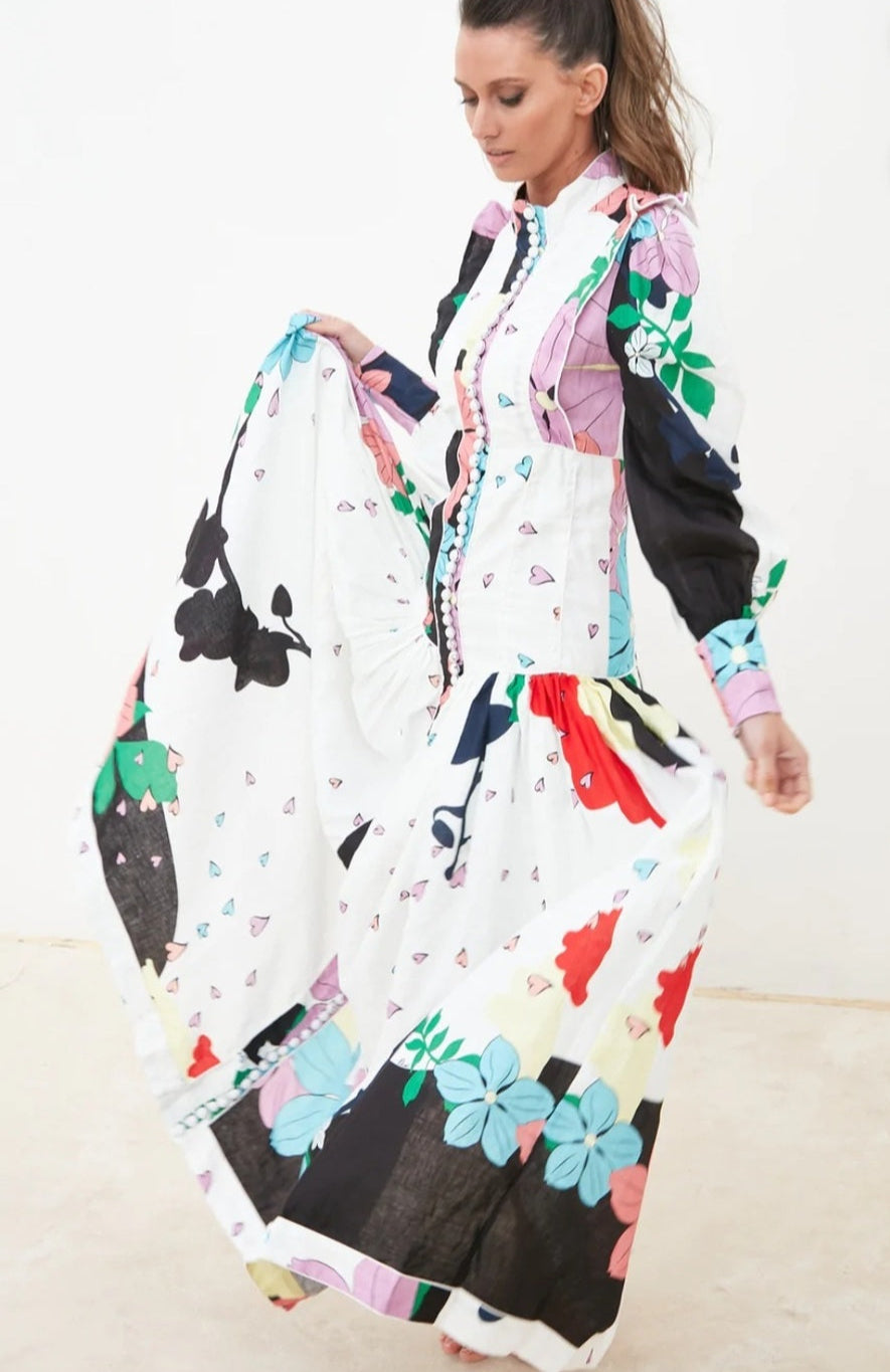 Button Me Up Maxi Dress - Love Hearts - Style Theory