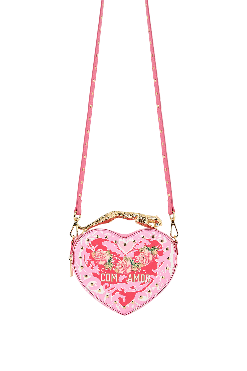Heart Crossbody with Leopard Handle - Pink Porto - Style Theory