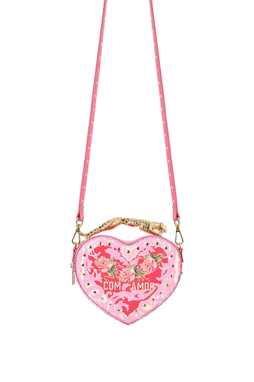 Heart Crossbody with Leopard Handle - Pink Porto - Style Theory