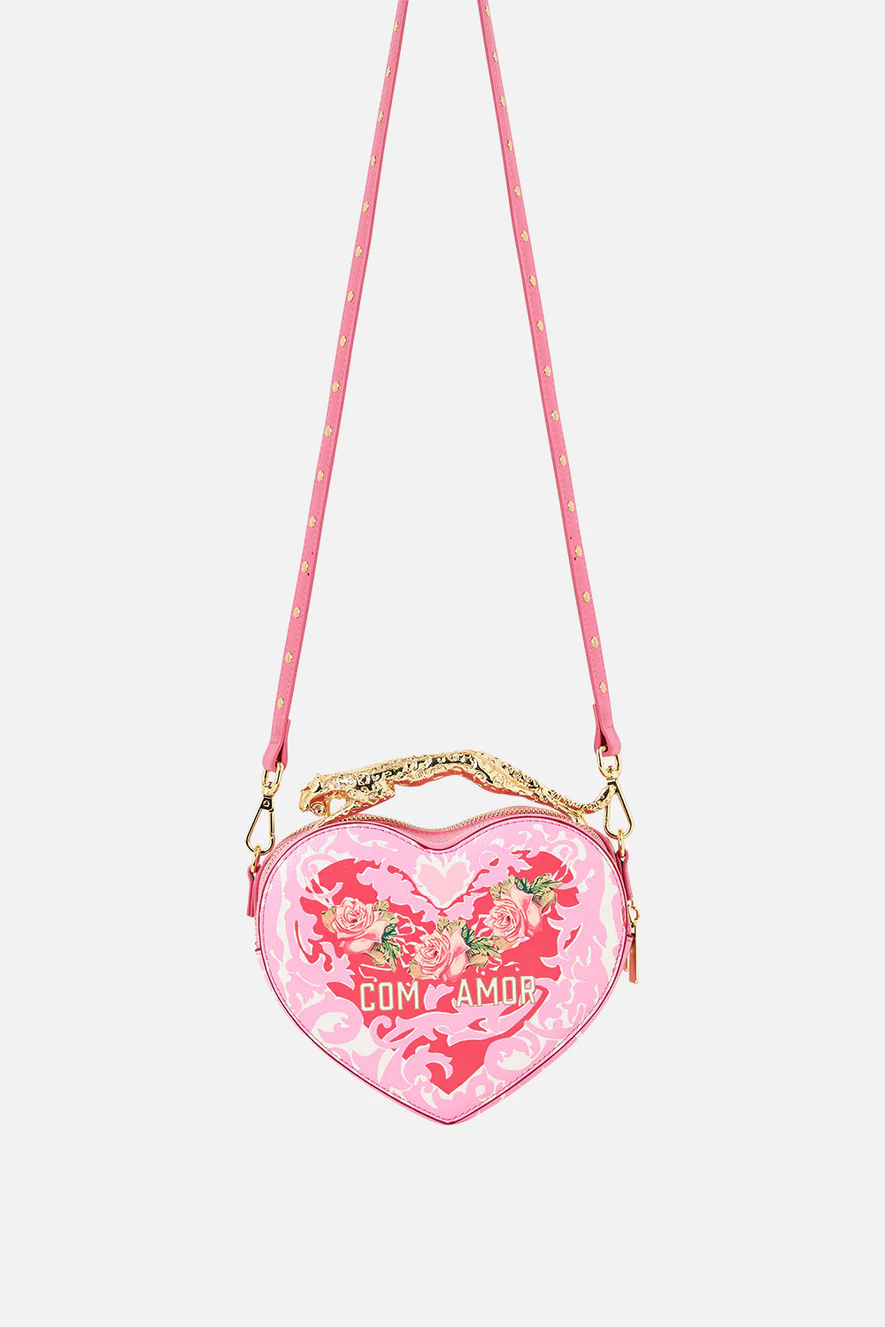 Heart Crossbody with Leopard Handle - Pink Porto - Style Theory