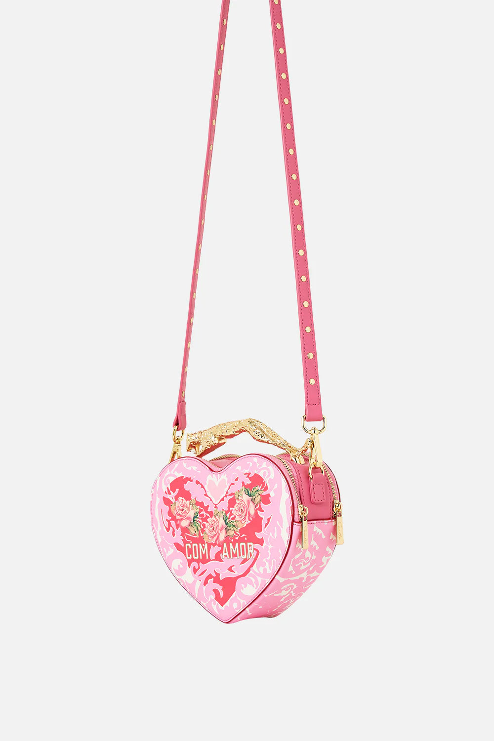 Heart Crossbody with Leopard Handle - Pink Porto - Style Theory