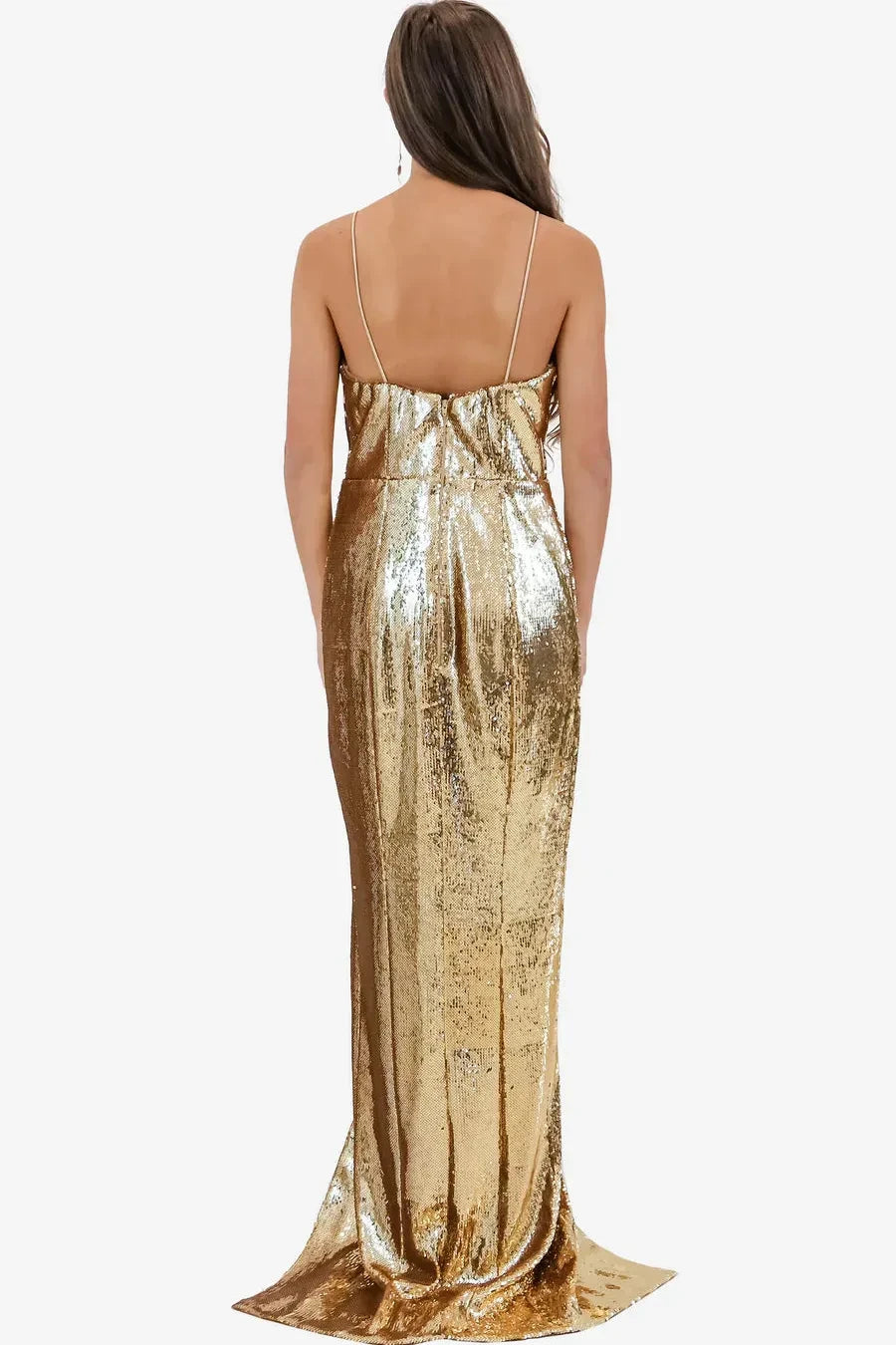 Dazzling Sequin Bustier Gown - Gold