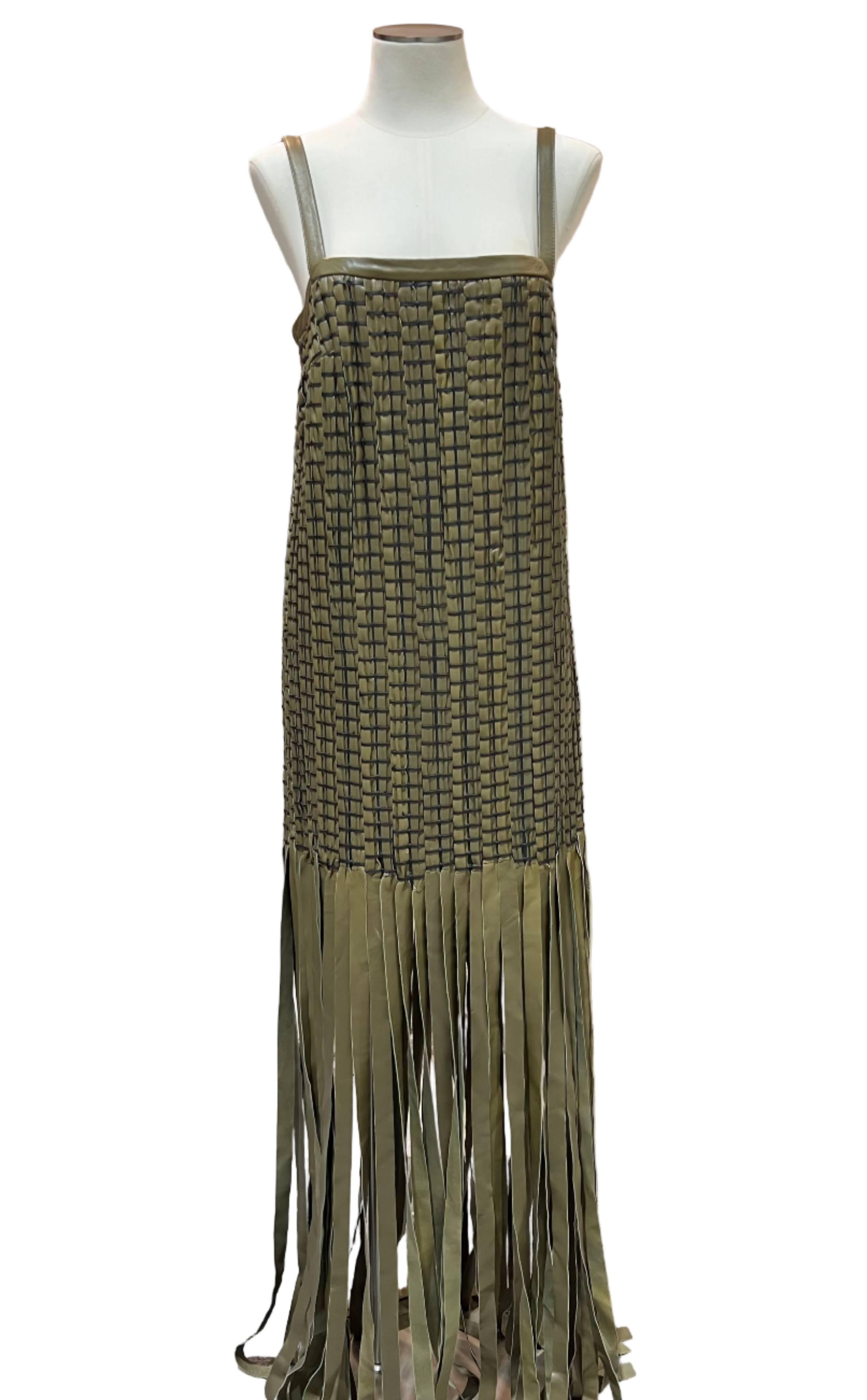 Doris Leather Dress - Khaki - Style Theory