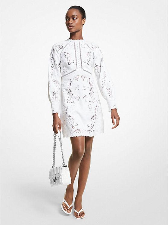 Floral Embroidered Hemp Mini Dress - Style Theory