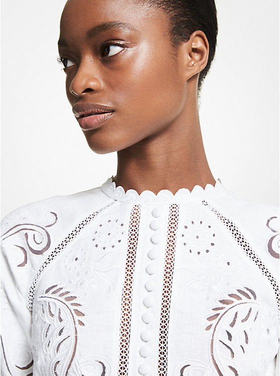 Floral Embroidered Hemp Mini Dress - Style Theory