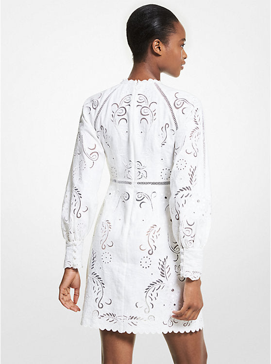 Floral Embroidered Hemp Mini Dress - Style Theory