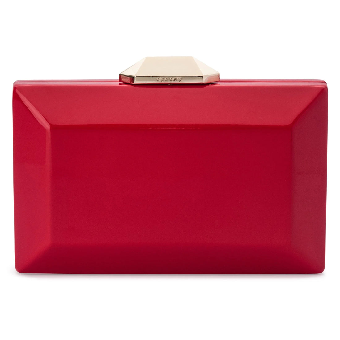 Emilia Patent Facet Clutch - Red - Style Theory