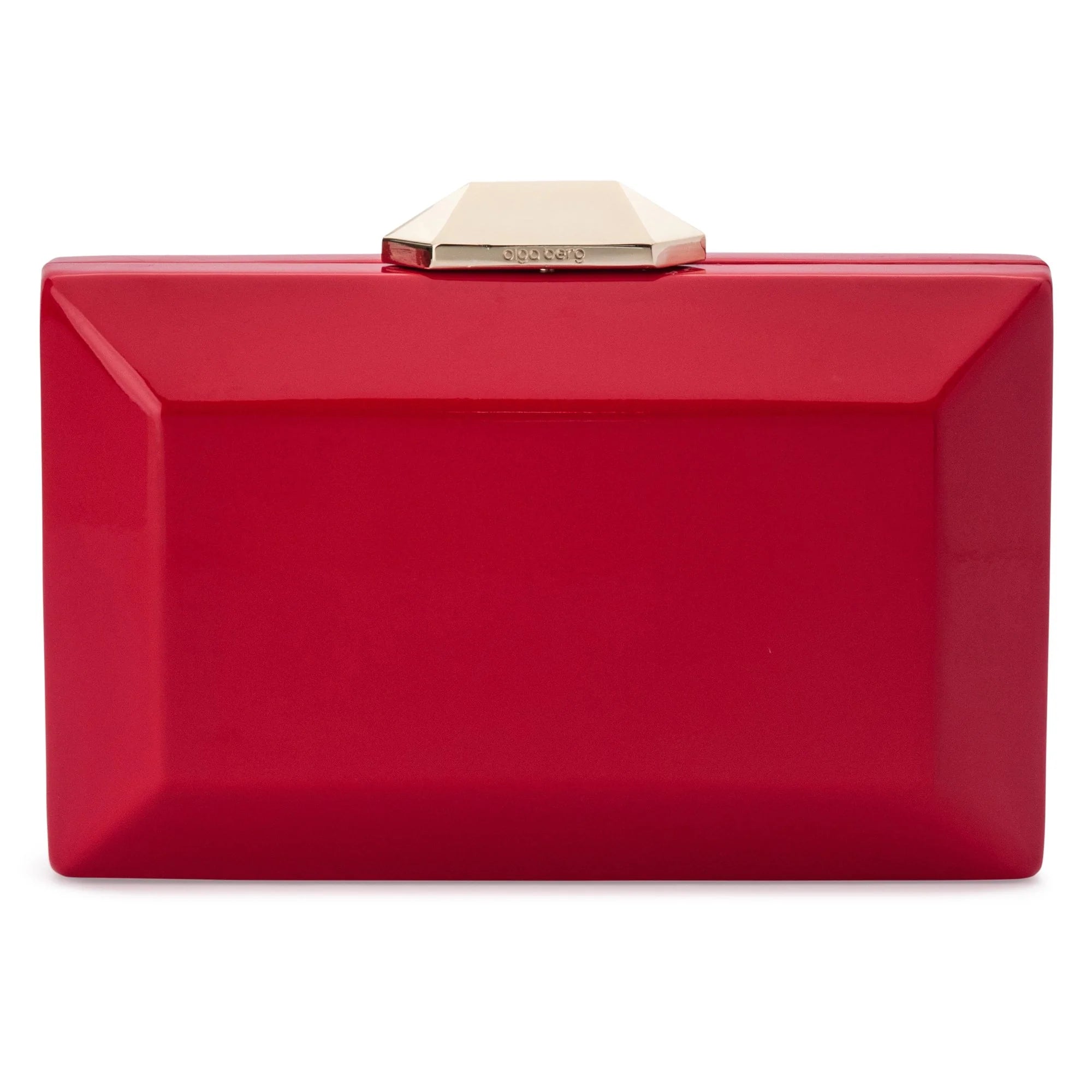 Emilia Patent Facet Clutch - Red - Style Theory