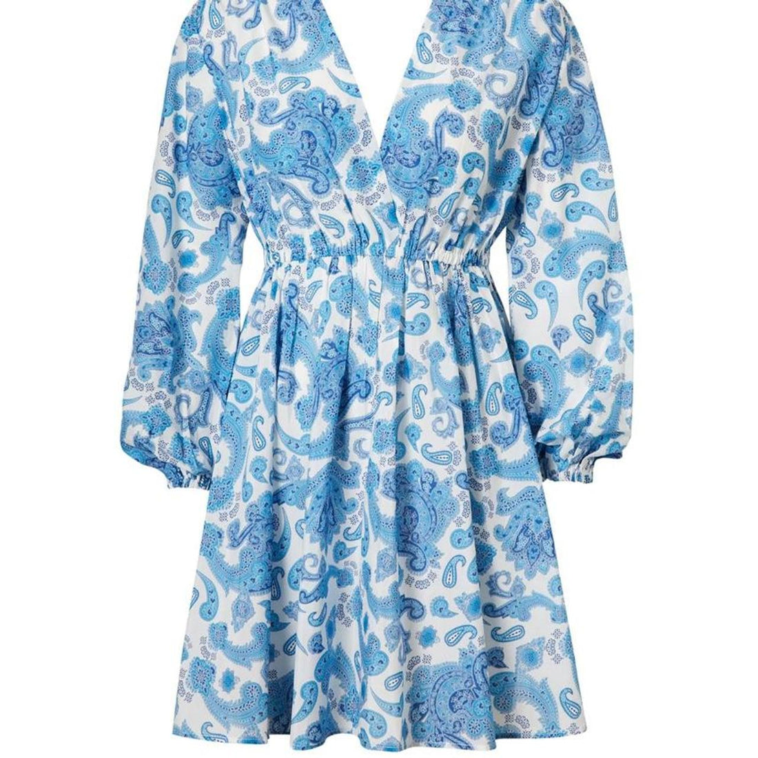 Silk Mini Dress - Blue Paisley - Style Theory