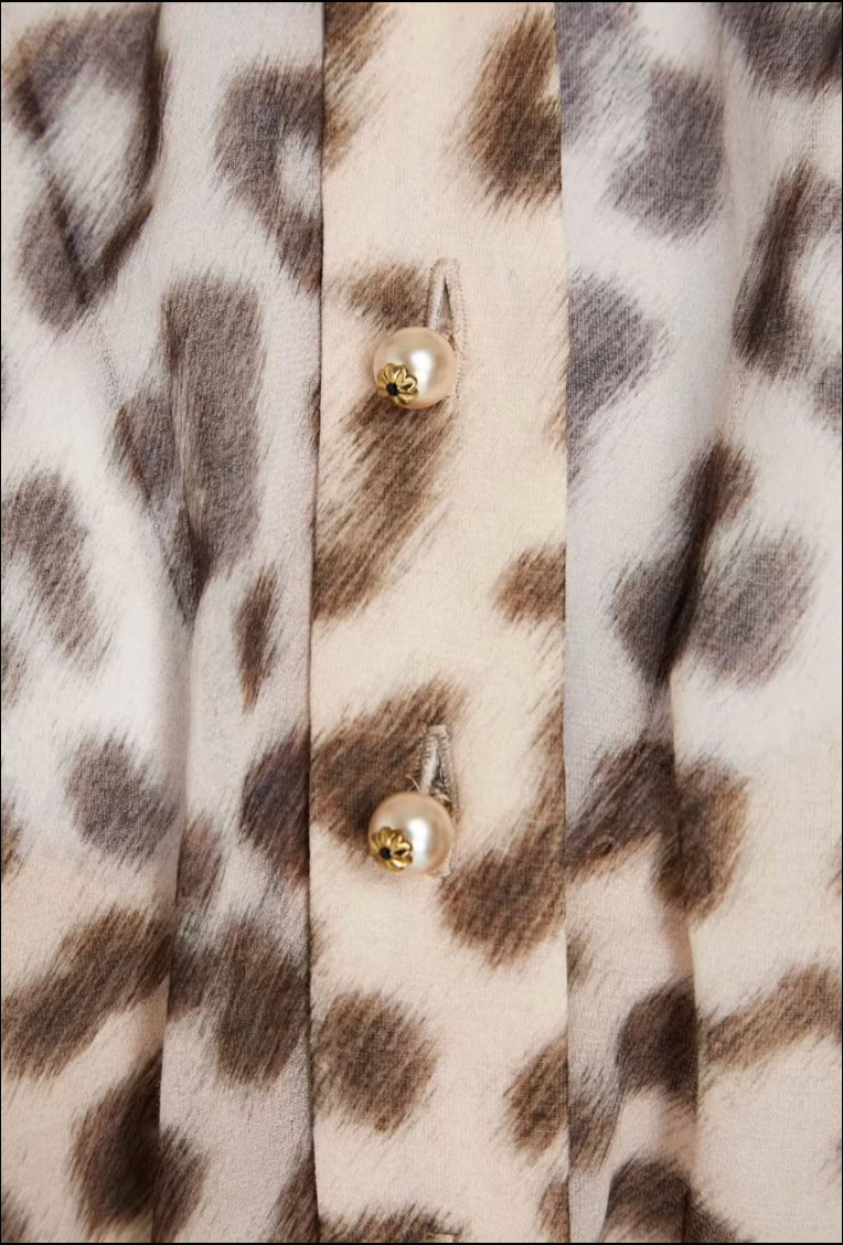 Gathered Cotton and Silk Blend Mini Dress - Leopard Print - Style Theory