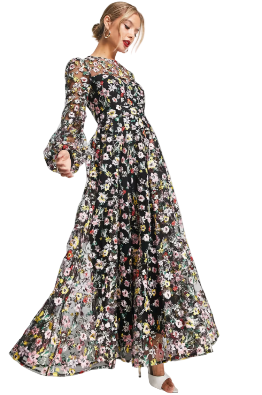 Floral Embroidered Maxi Dress - Style Theory