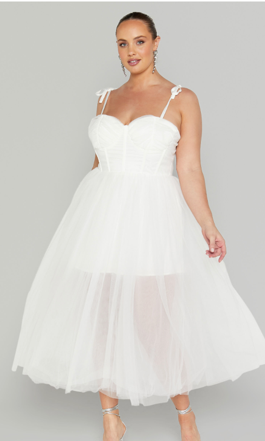 Aisha Midi Dress - White - Style Theory