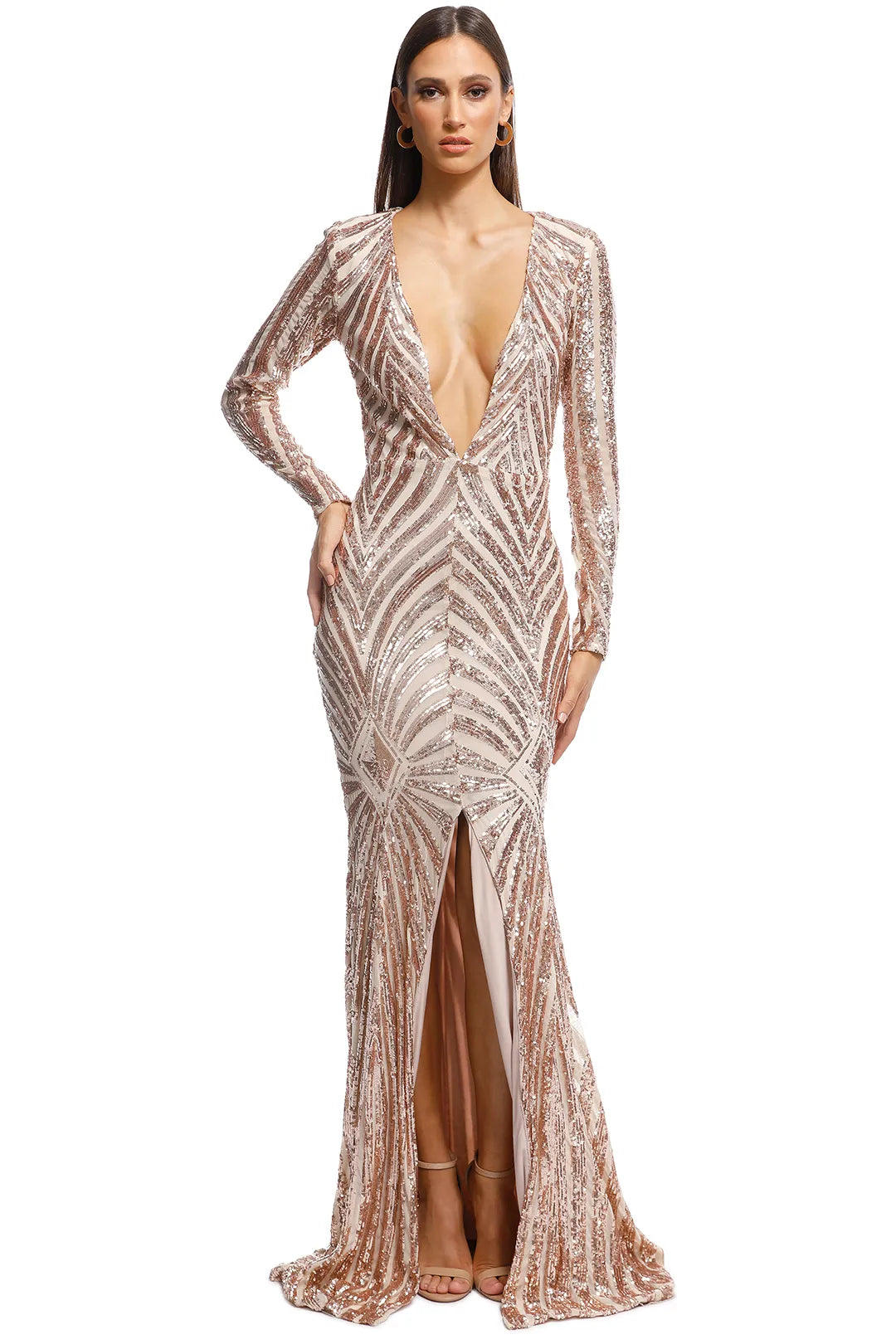 Art Deco Sequin Gown - Gold - Style Theory