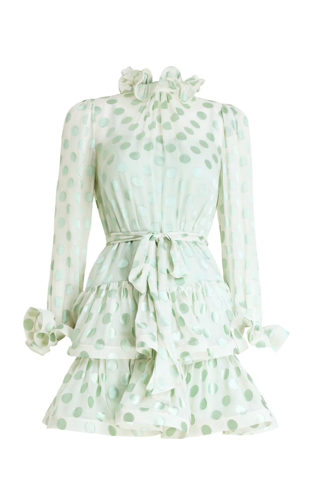 Polka Dot Lovestruck Fluted Mini Dress - Mint Green - Style Theory