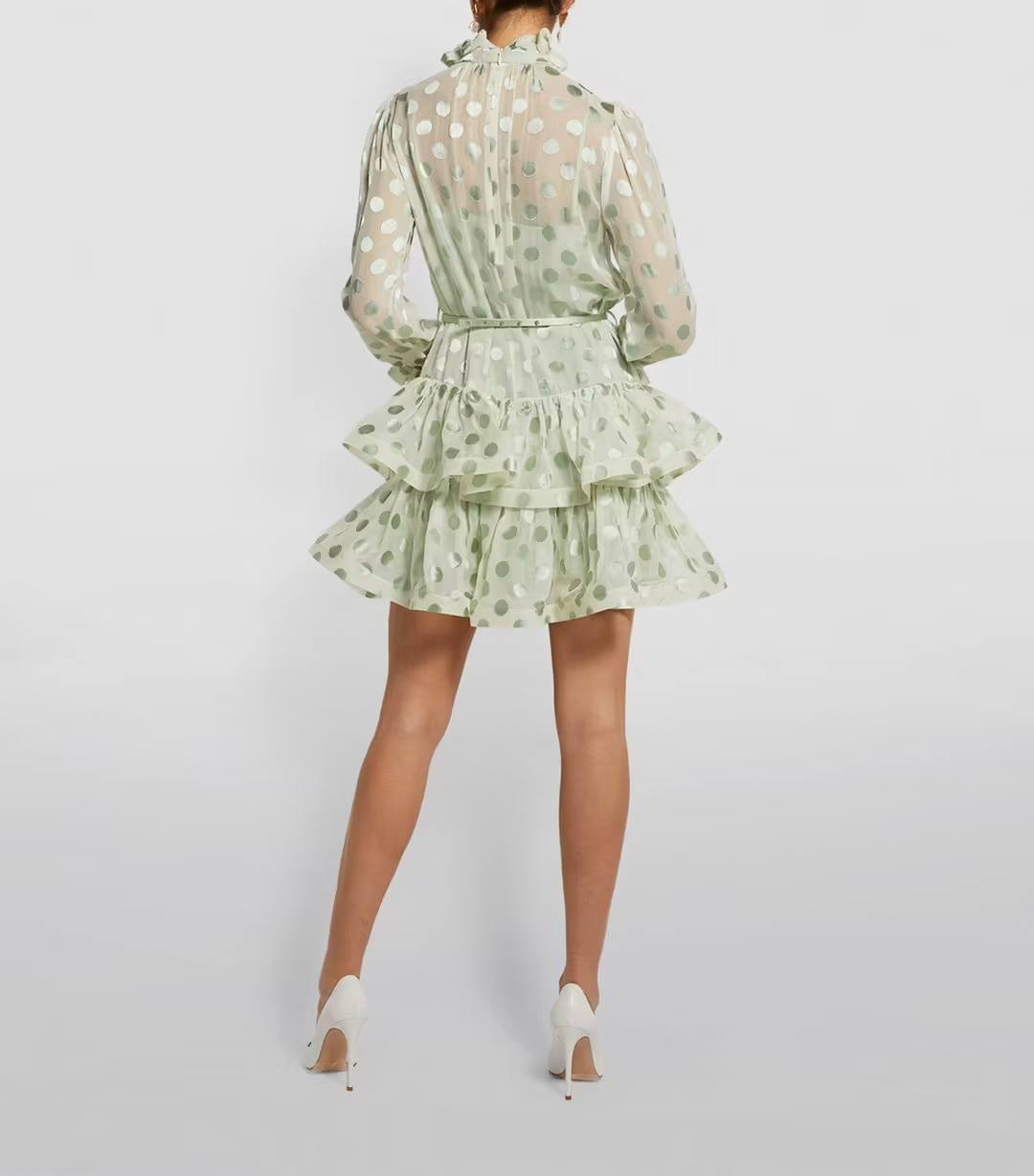 Polka Dot Lovestruck Fluted Mini Dress - Mint Green - Style Theory