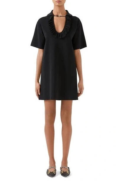 Black Knit Ruffled Mini Dress - Style Theory
