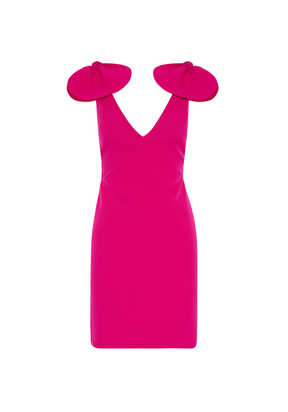 V PLUNGE BOW SHOULDER MINI DRESS - PINK
