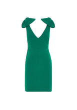 Load image into Gallery viewer, V PLUNGE BOW SHOULDER MINI DRESS - GREEN