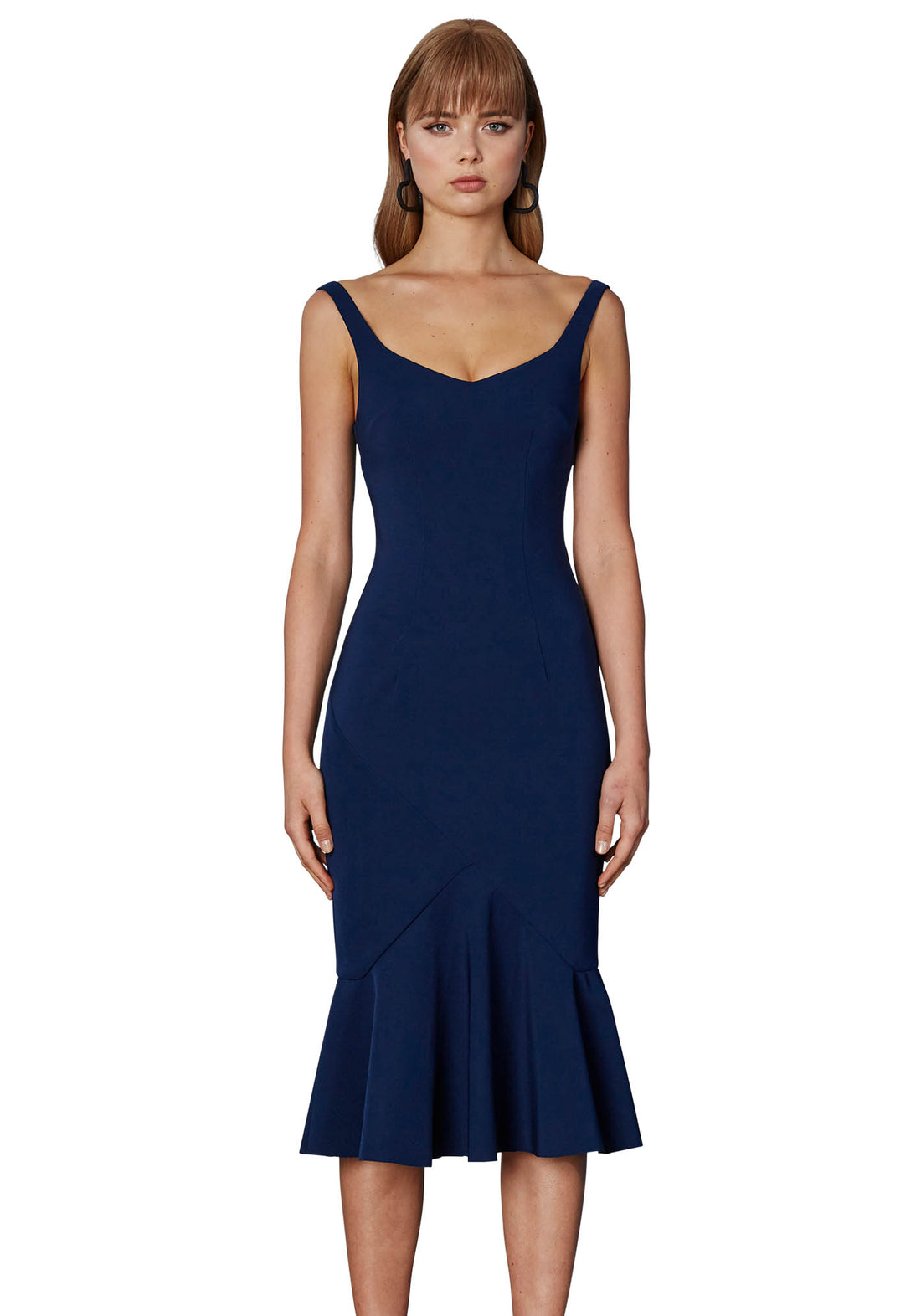 V FLARE MIDI DRESS