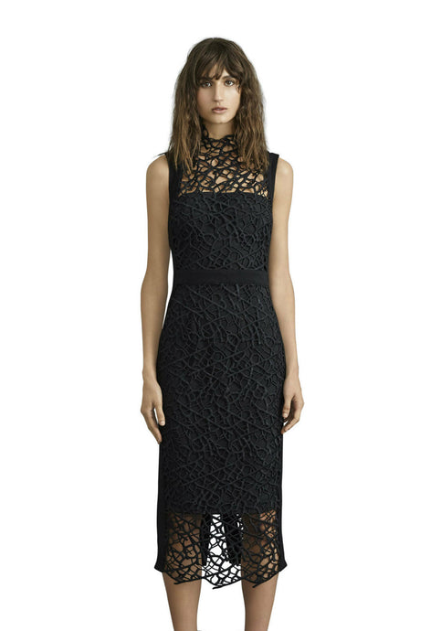 SOPHIA LACE MIDI DRESS - Black