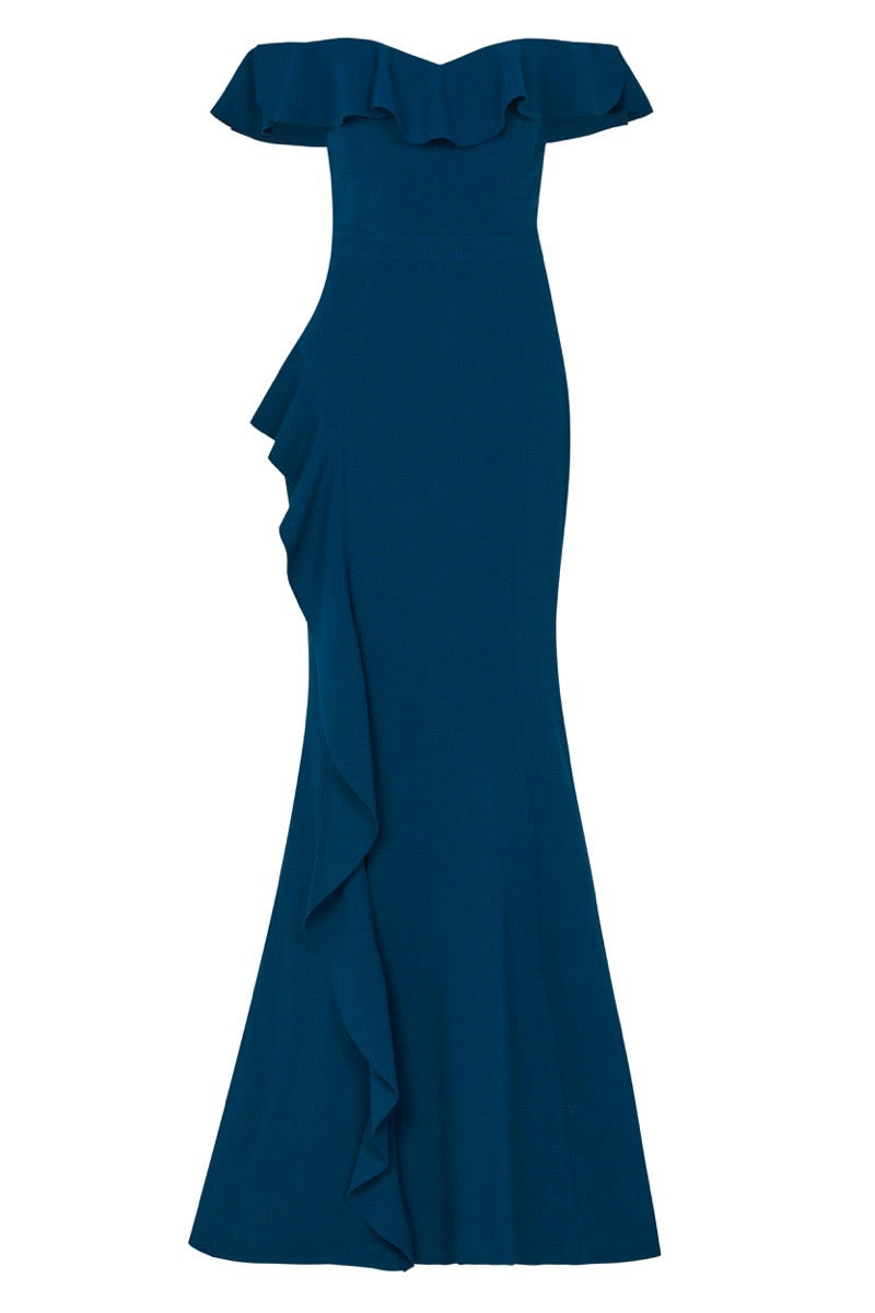 Aegean Off Shoulder Gown - Blue