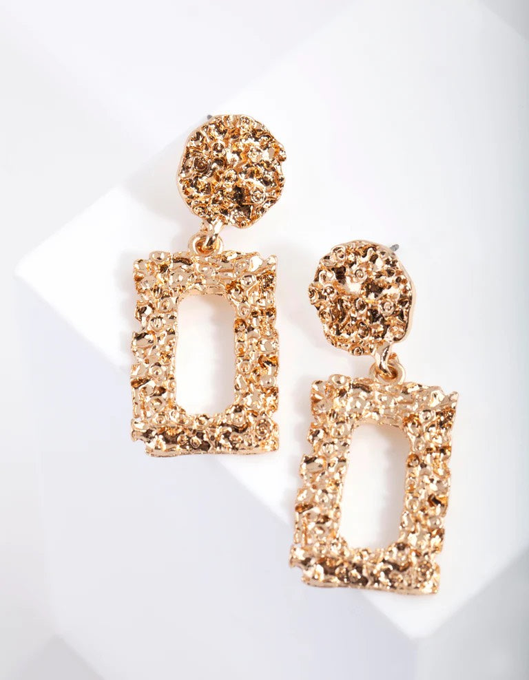 OOMPH Earrings  Buy OOMPH Gold Textured Square Earrings OnlineNykaa  Fashion